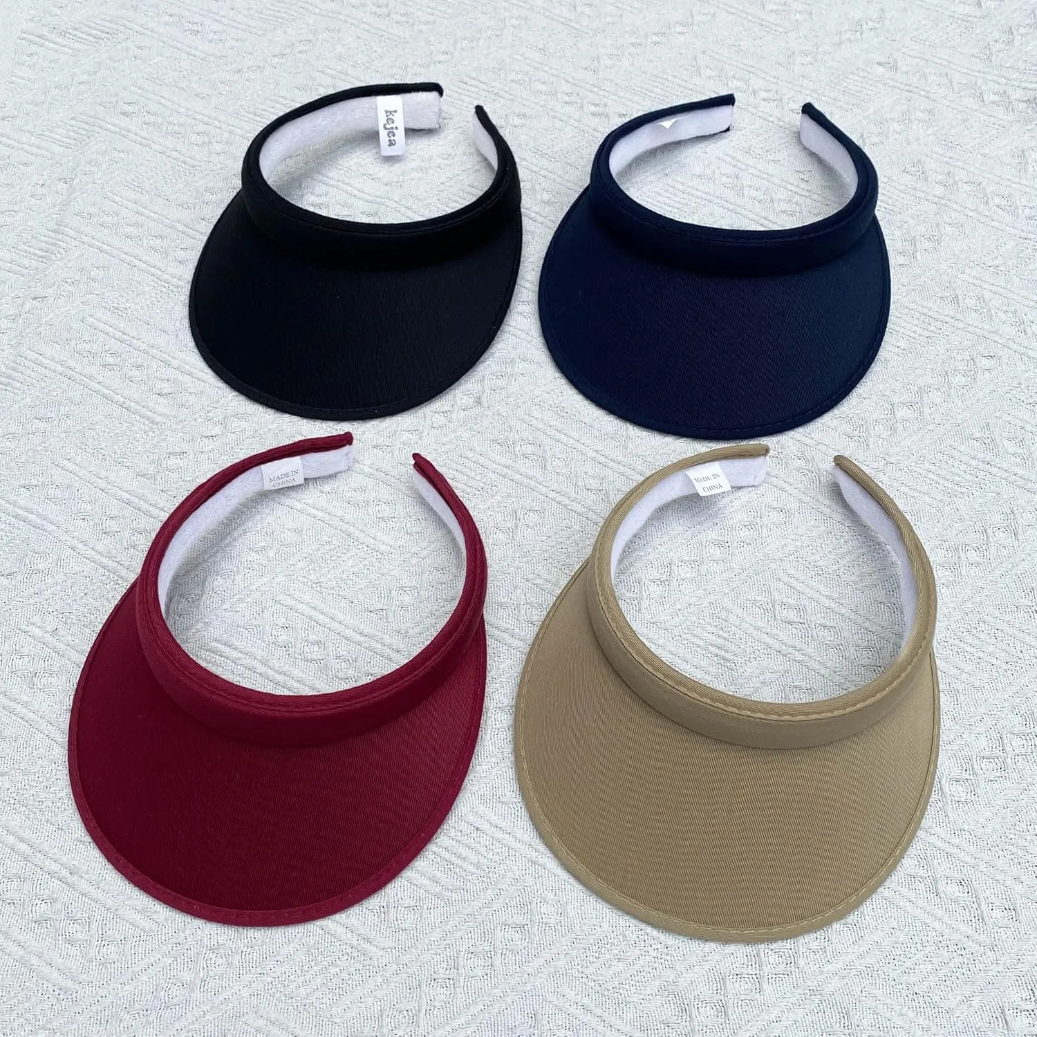 4 Pack Sun Visor Hats Women Men Clip on Cotton Wide Brim Visors Hat Outdoor Sports Golf Beach Travel Tennis Caps