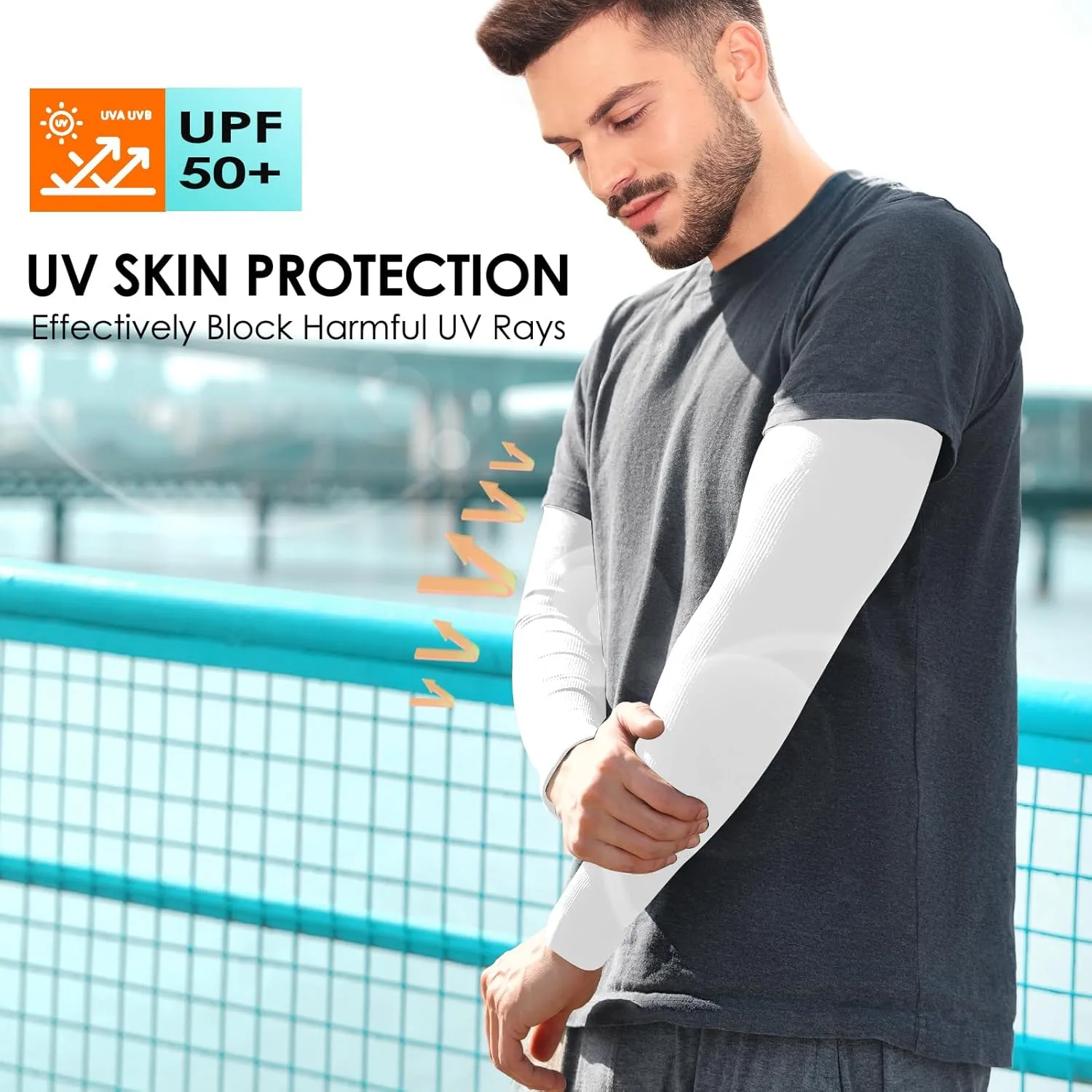 4 Pairs UV Sun Protection Arm Sleeves for Men Women, Compression Cooling Sun Sleeves - Sports - Workouts - Tattoo Cover