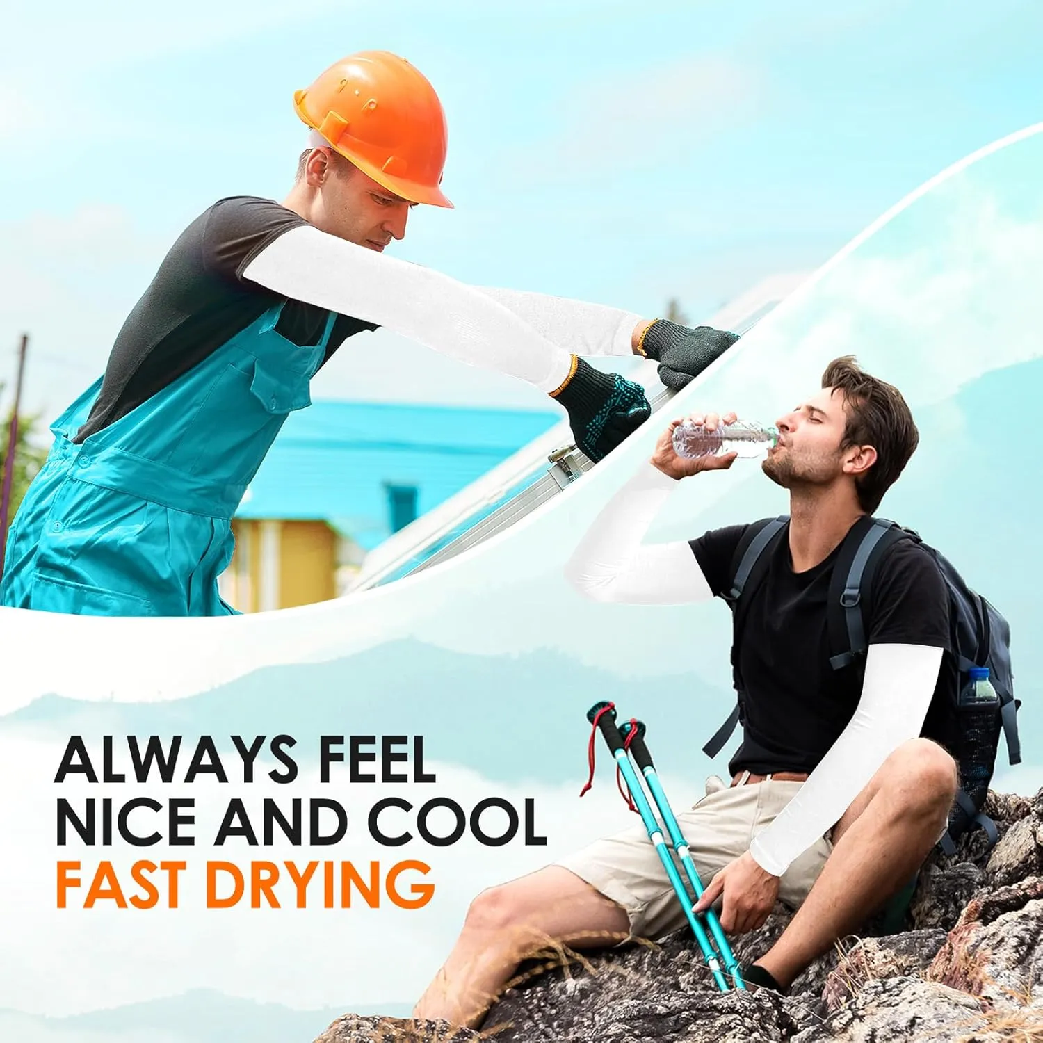 4 Pairs UV Sun Protection Arm Sleeves for Men Women, Compression Cooling Sun Sleeves - Sports - Workouts - Tattoo Cover