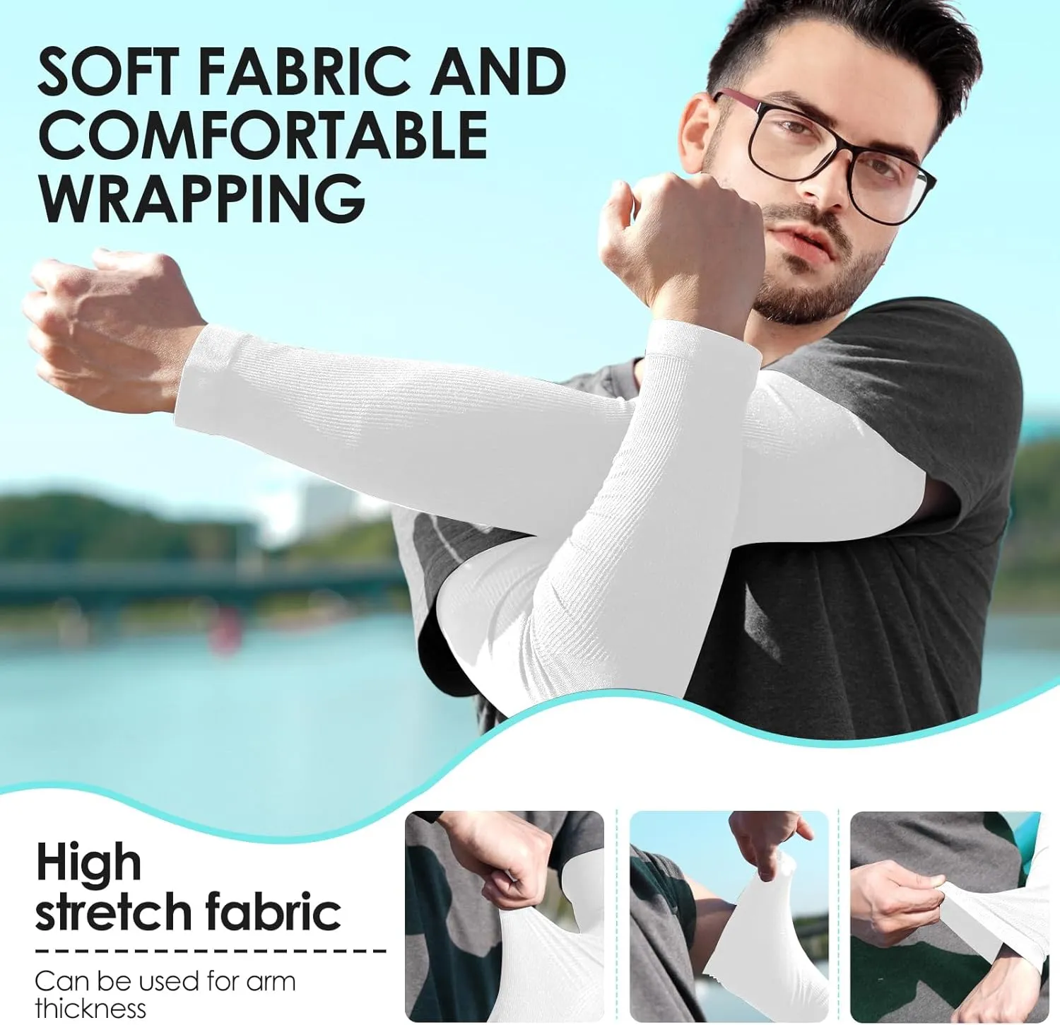 4 Pairs UV Sun Protection Arm Sleeves for Men Women, Compression Cooling Sun Sleeves - Sports - Workouts - Tattoo Cover
