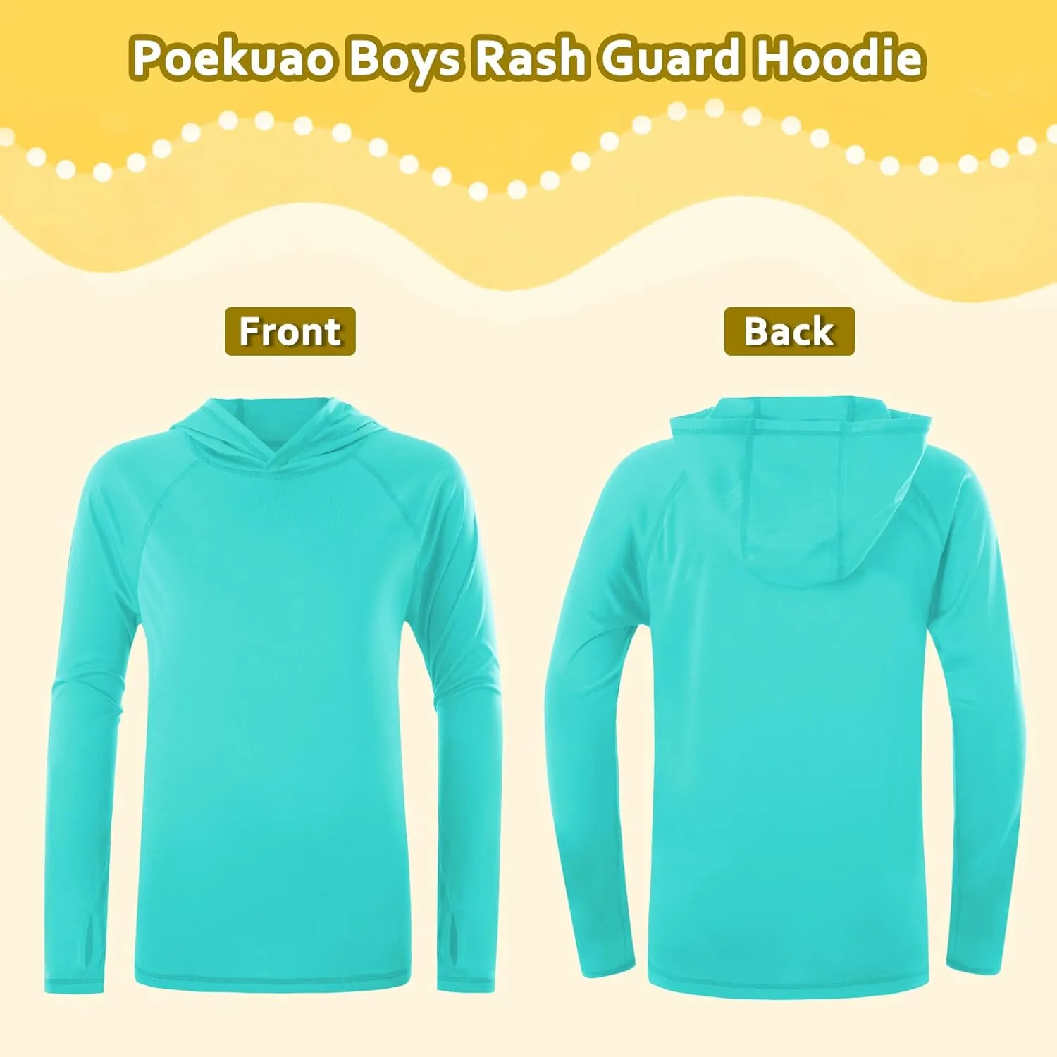 Boys Rash Guard Hoodie UPF 50  Sun Protection Long Sleeve Swim Shirt Quick Dry Kids SPF Fishing Water Beach Shirts