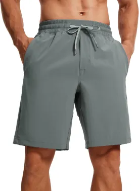 CRZ YOGA Men's Linerless Workout Shorts - 9'' Quick Dry for Running Sports Athletic Gym with Pockets