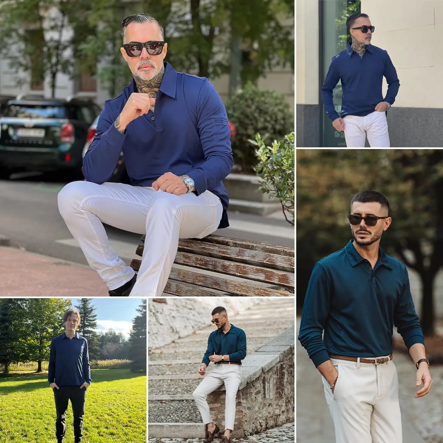 Deyeek Men's Polo Shirts Long Sleeve Golf Polo Shirts for Men Quick Dry UPF 50  Sun Protection Polos Casual Collared Shirts