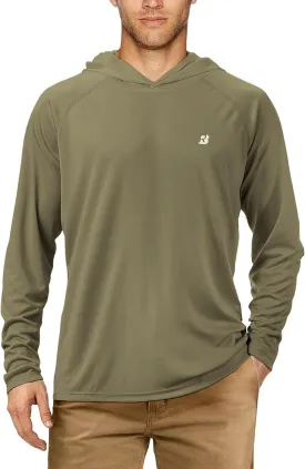 Roadbox UPF 50  Fishing Shirts for Men, Long Sleeve UV Sun Protection Hoodie, Outdoor Hiking Running Swimming Rash Guard