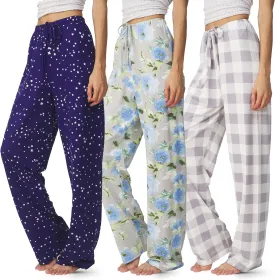 Ultra Performance Womens Pajama PJ Pants 3 Pack Lounge Bottoms Pajamas for Women (Avail in Plus Sizes)